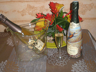 Bouteilles de Champagne Remy avec seau à champagne